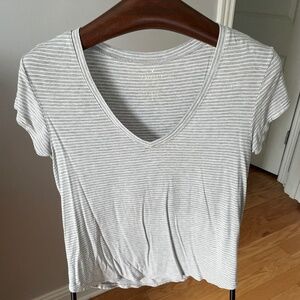 Gray and white striped American Eagle Tee Shirt
